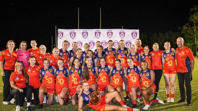 SQ celebrate their win in the 2024 South Queensland v North Queensland intrastate rep game. Picture: Highflyer Images