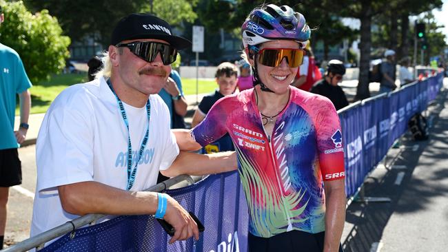 Bottas and Cromwell react at the 9th Cadel Evans Great Ocean Road Race 2025. Picture: Dario Belingheri/Getty Images