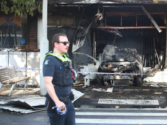 MELBOURNE, AUSTRALIA. NewsWire Photos. JANUARY 12, 2024. For the second time in two days a tobacco shop in Altona has been fire bombed. This time using a car to ram the front door.  Picture: NCA NewsWire/ David Crosling