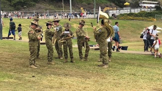 A military band performs at the Newcastle 500 on Saturday. Picture: Robbie Patterson