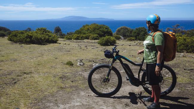 Coastal views highlight full and half-day tours run by Tasmanian eBike Adventures. Picture: NICK OSBORNE