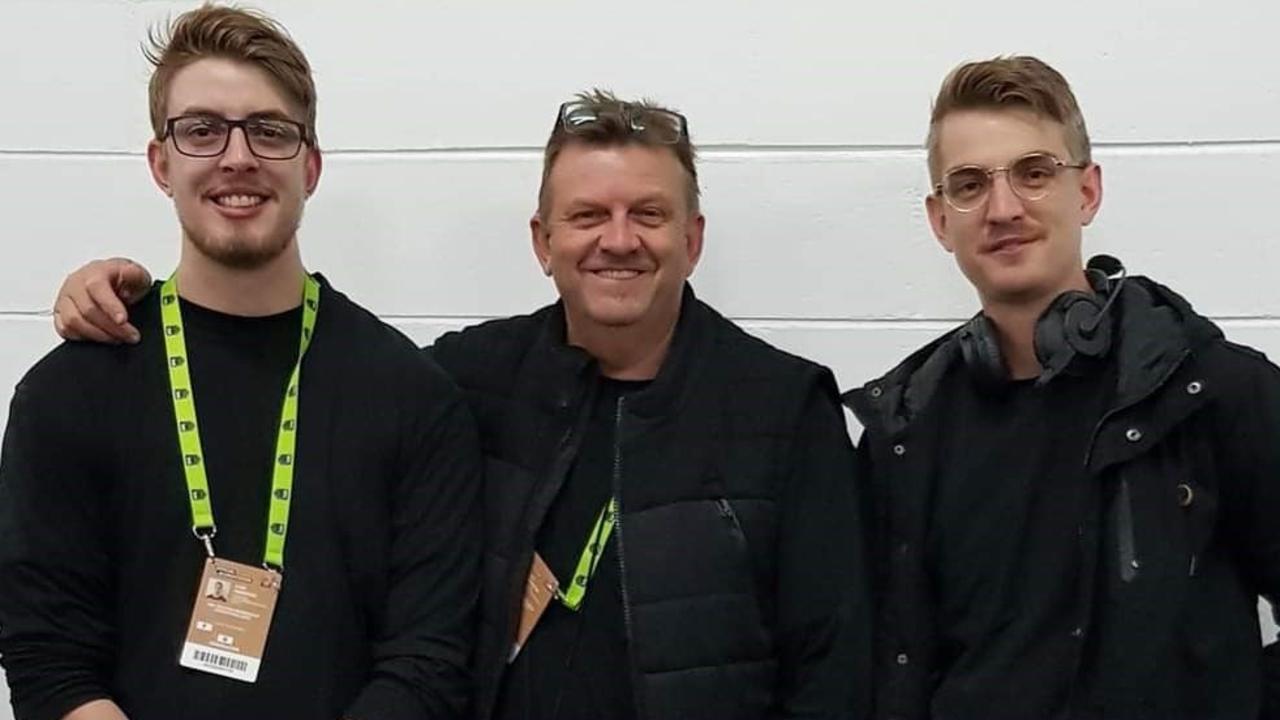 NRL production manager Jeff Jimmieson with sons Liam (left) and CJ when working a recent State of Origin night.