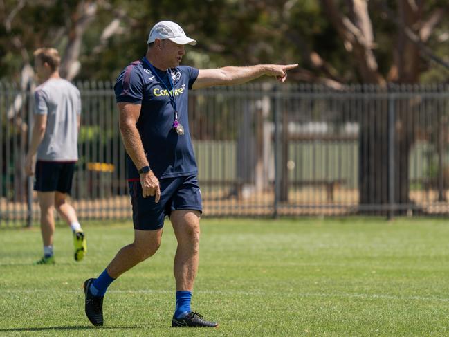 Adelaide United coach Carl Veart calls the shots at training. Picture: Jordan Trombetta.