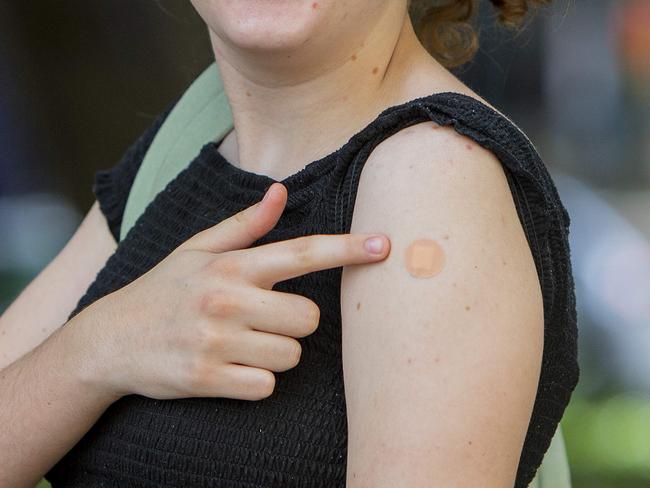 Ella Herring, 18, from Toowong (0499 923 535) after having her second COVID 19 vaccine at the Brisbane Convention & Exhibition Centre on Wednesday, 24 November 2021. Picture: Jerad Williams