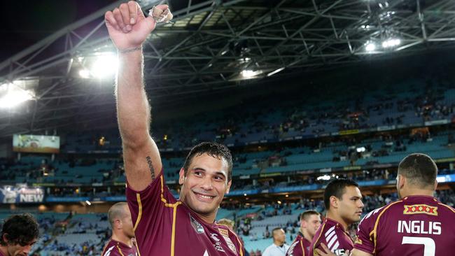 Justin Hodges celebrates after Queensland's win in State of Origin. Picture: Adam Head