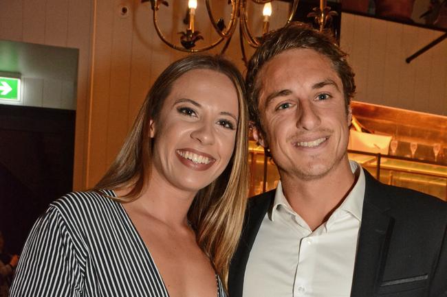 Bree Masters and Cory Taylor at the launch of Gold Coast Fashion Week at The Island, Surfers Paradise. Picture: Regina King