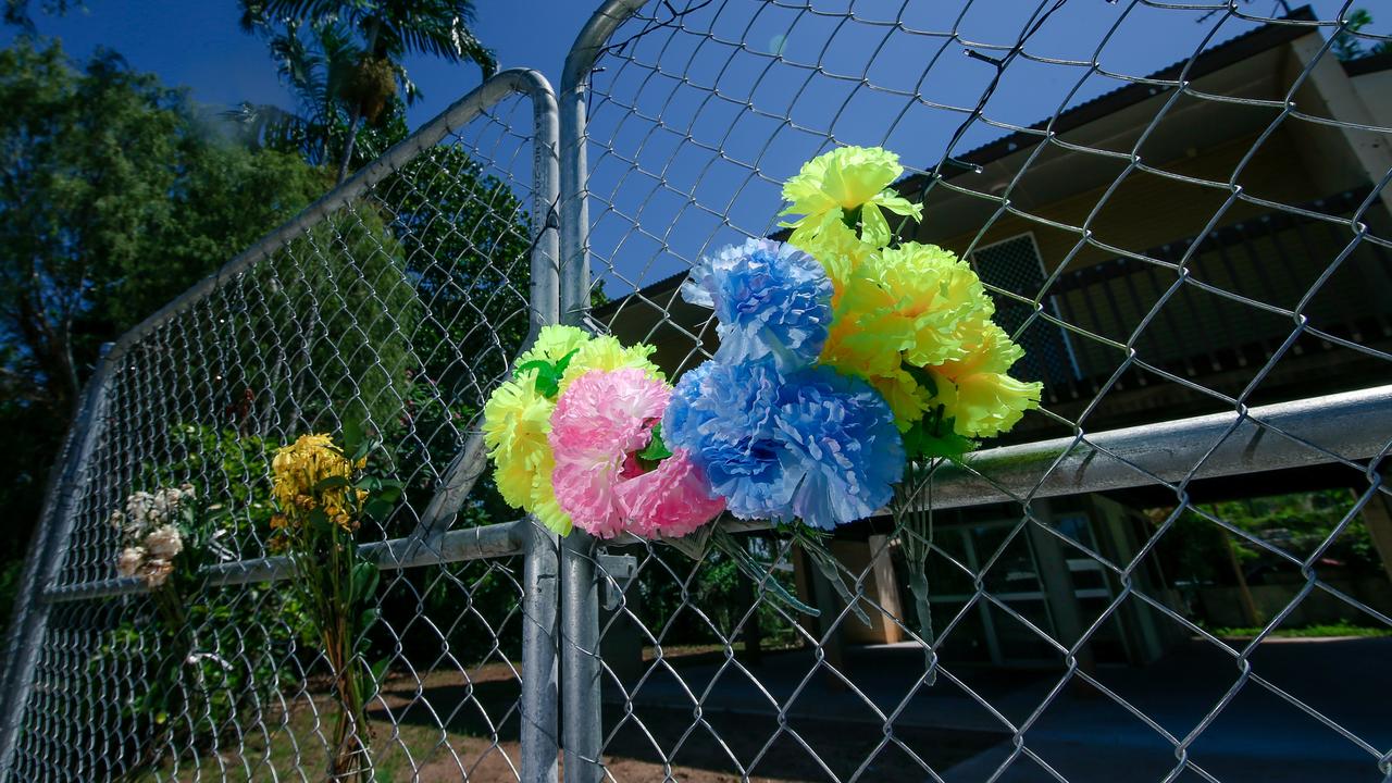 Floral tributes at the scene of a murder in Driver 3 weeks ago Picture: Glenn Campbell