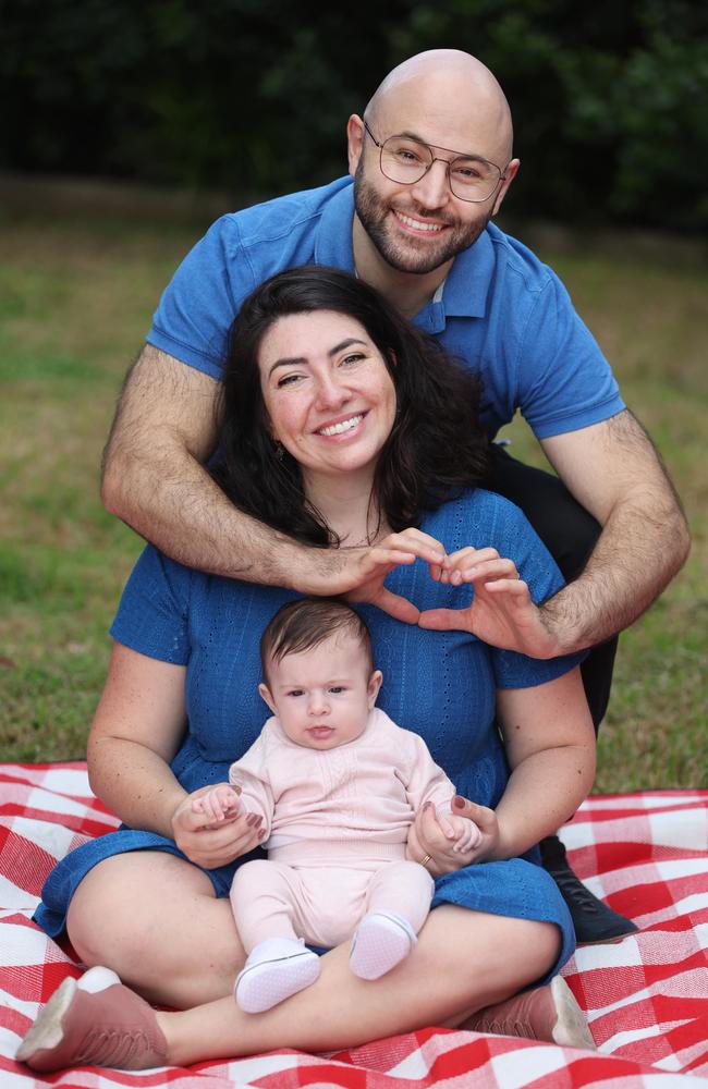 Carol Eckert and Luke Addati with little Antonia. Picture: Annette Dew