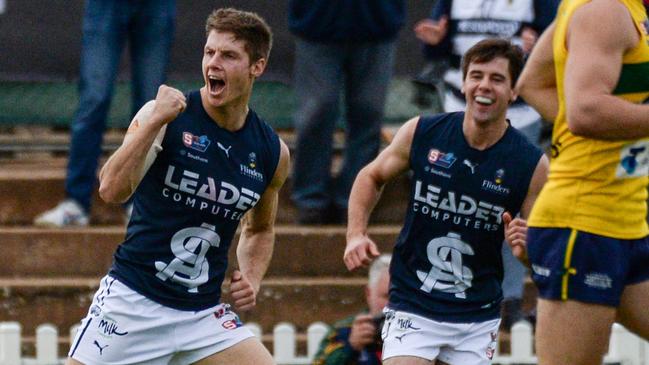 South’s Matt Rose celebrates a goal against the Eagles. Picture: Brenton Edwards