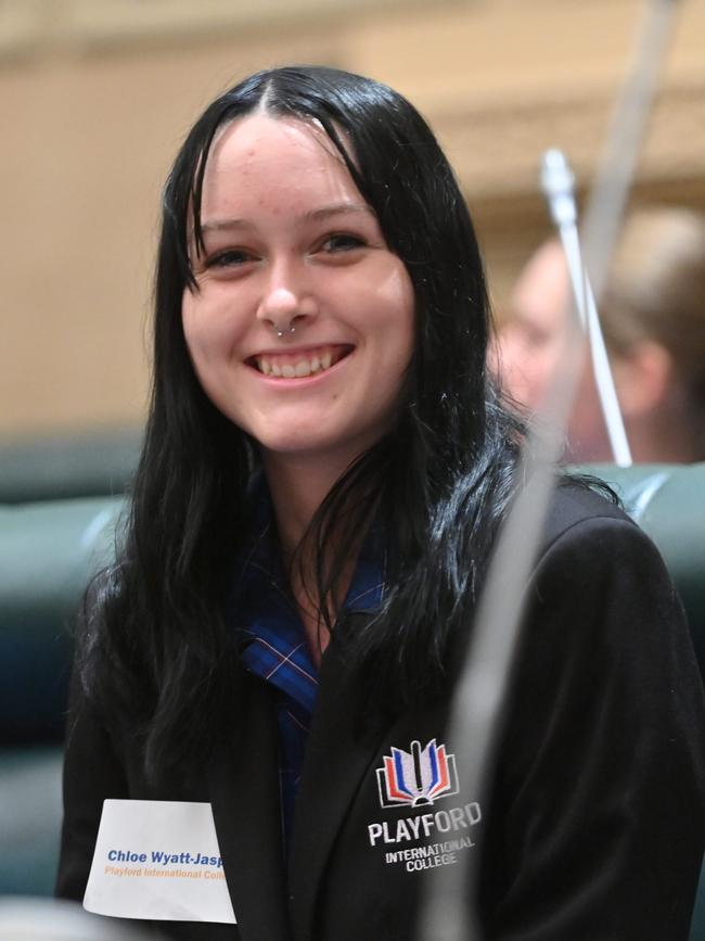 Teen Parliament scholarship recipient Chloe Wyatt-Jasper. Picture: Keryn Stevens