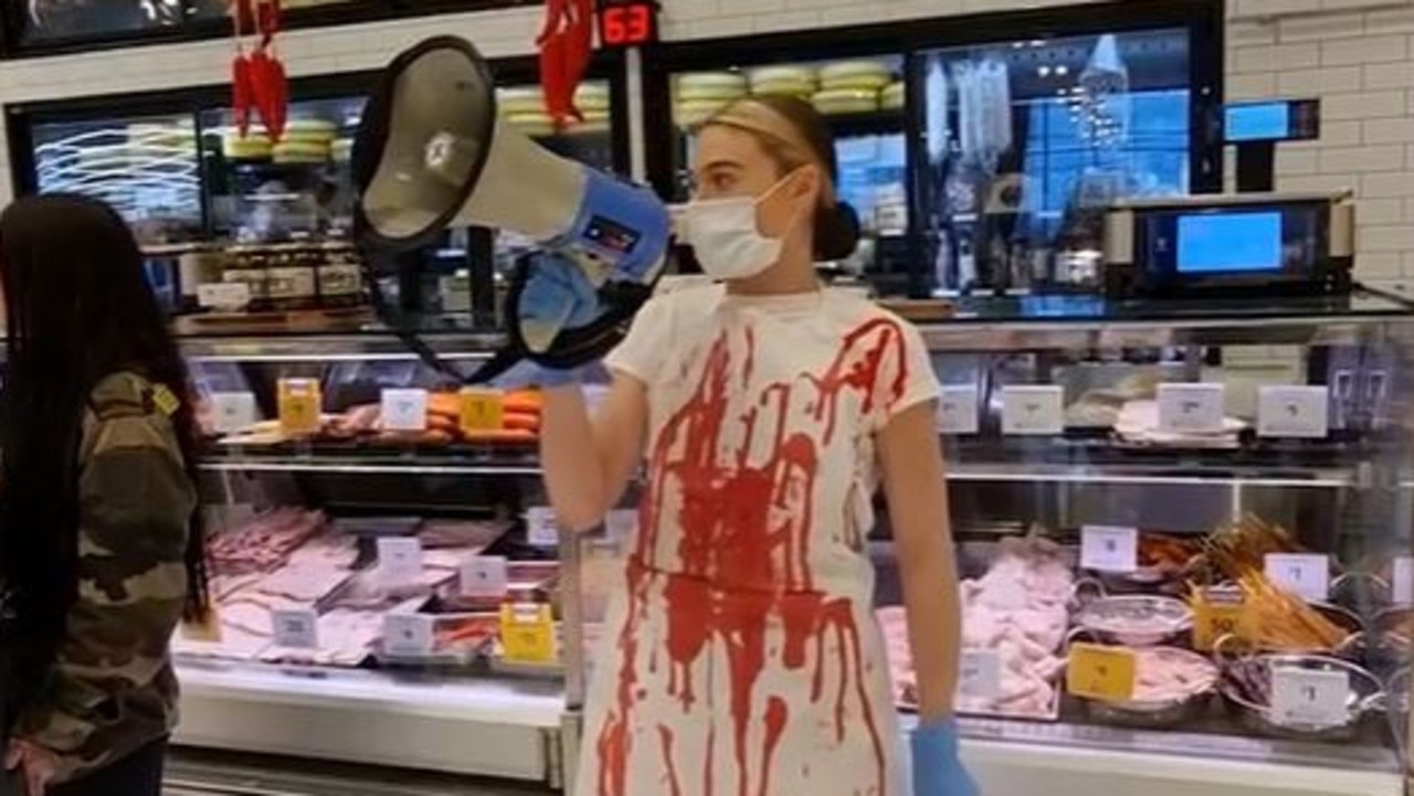 Perth vegan activist Tash Peterson disrupts KFC patrons with