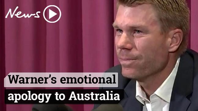 David Warner gives emotional apology to Australia