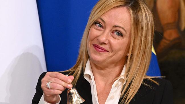 Giorgia Meloni’s popularity rose when she pushed back against European Commission president Ursula von der Leyen’s lecturing Italy on its responsibilities to illegal immigrants. Picture: AFP