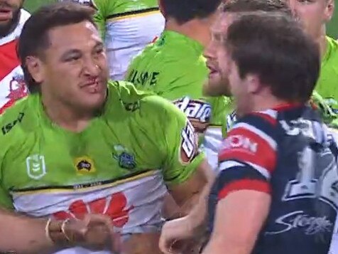 Josh Papalii faces off with Crichton