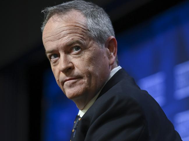 CANBERRA, AUSTRALIA - APRIL 18: Bill Shorten, Minister for the National Disability Insurance Scheme & Minister for Government Services addresses the National Press Club of Australia in Canberra. Picture: NCA NewsWire / Martin Ollman