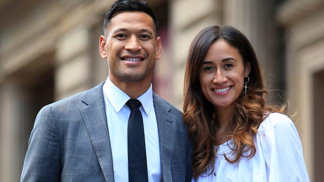 Israel Folau with his wife Maria. Picture: Aaron Francis