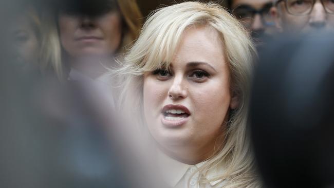 Rebel Wilson outside court in June last year after winning her case. Picture: Getty