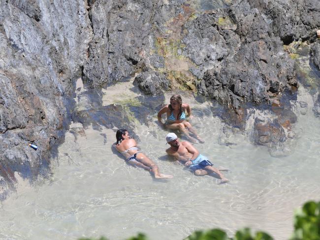 People enjoying Australia day at the Snapper rocks rock pools. Picture Mike Batterham