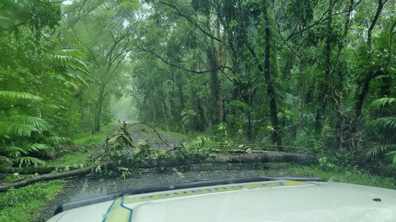 More than 10,000 properties remain without power, and some rain gauges have recorded 300mm in a 24 hours period. Picture: Facebook / Queensland Ambulance Service