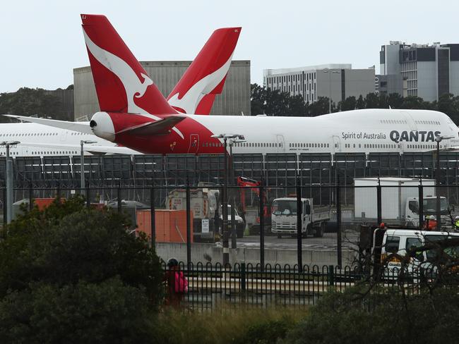 Grounded. Could Qantas face the loss of market share from other airlines while its own planes are in mothballs? Picture: Brett Costello