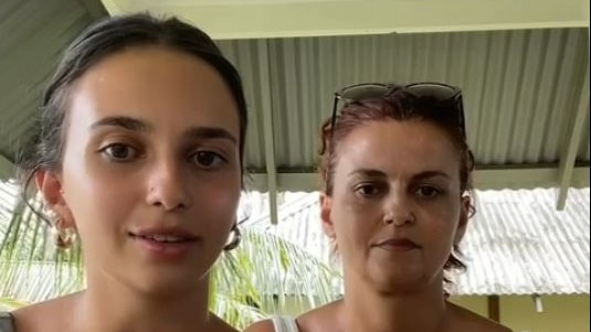 Melbourne tourist Giada Cirianni and her mum Lara recalled the moment part of the roof of their resort blew away as they took cover during Cyclone Kevin. Source: Giada Cirianni.