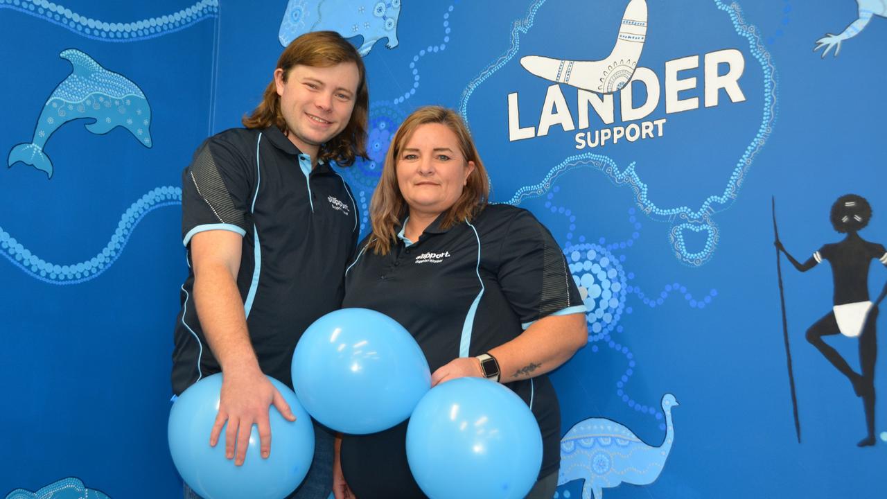 Celebrating the opening of their new disability support hub and office are Jesse and Donna Lander at Lander Support. Picture: Rhylea Millar