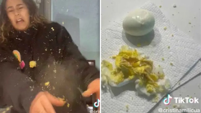 TikToker's shocking discovery after cutting into a microwaved egg | Kidspot