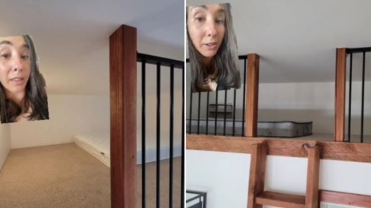 The loft style crawl space with two mattresses. Picture: TikTok