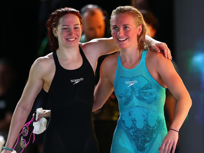 Mollie O'Callaghan and Ariarne Titmus will go head to head in the 200m freestyle final. Picture: Getty Images