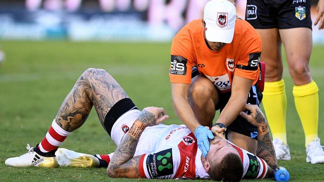 Josh Dugan played on despite sustaining a head injury during the Round 3 match against the Cronulla Sutherland Sharks.