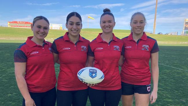 Illawarra Steelers ready to make history. Keeley Davis, Salma Nour, Alicia-Kate Hawke and Teagan Berry (left to right). Photo: Contributed