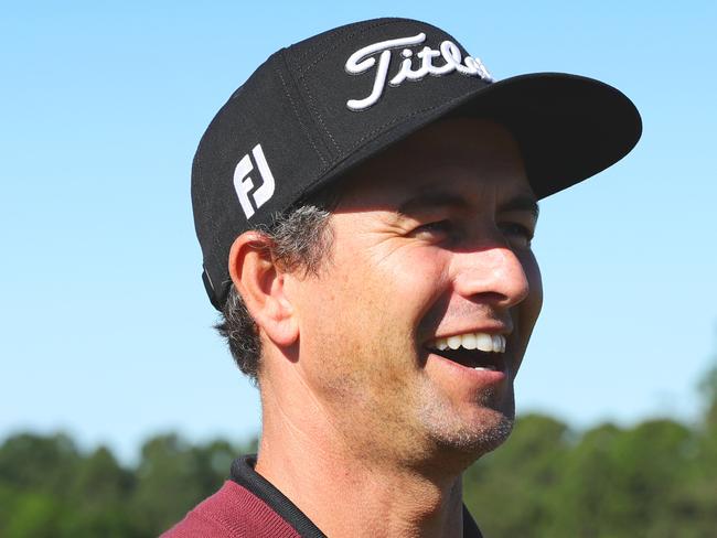 Professional Golfer Adam Scott after playing 9 holes at the Maleny Golf Club live on instagram to launch the now 18 hole course and encourage Sunshine Coast locals to get back out on the course after isolation. Photo Lachie Millard