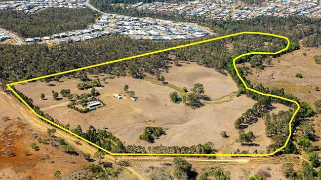 The 20.88ha block at 12 Purser Rd, Augustine Heights is on the market, set for a 200 home development. Picture: Contributed