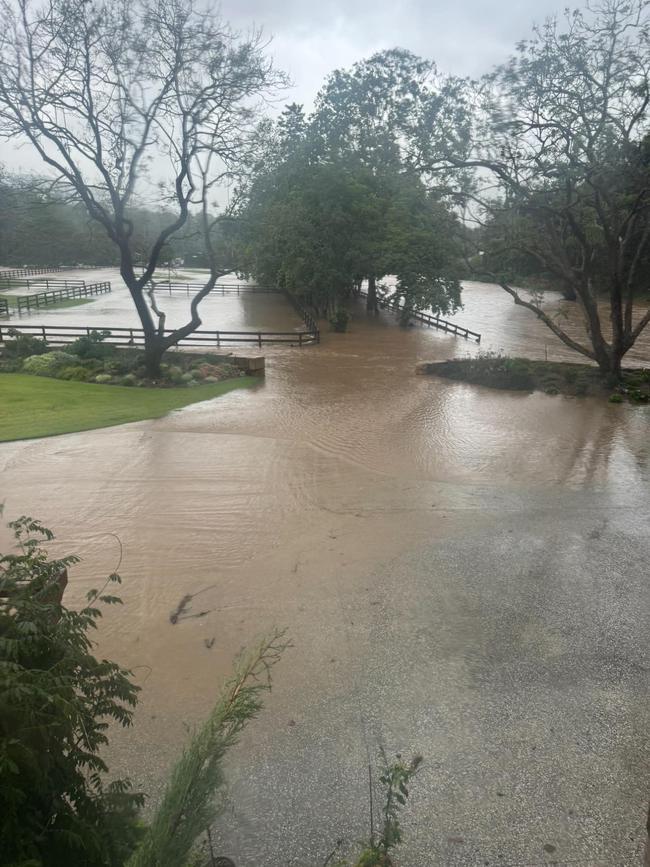 Flash flooding has inundated Will Feensrta's Guanaba farm. Picture: Supplied