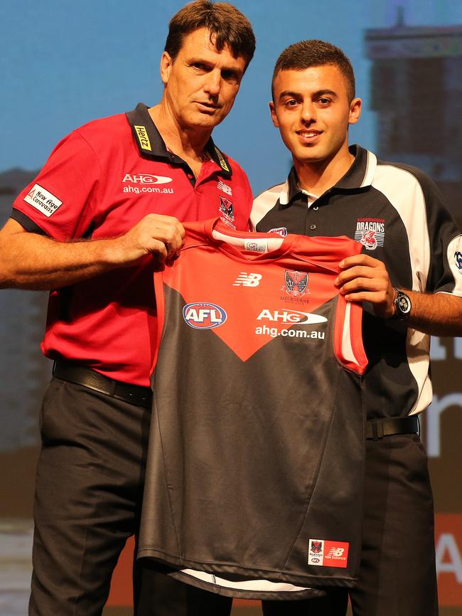 Paul Roos and Christian Salem on draft night 2013. Picture: Wayne Ludbey