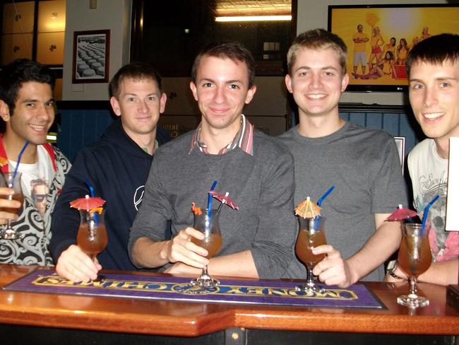 Nick Pappas, Glen Springall, Ben Crocker, Brodie Backburn, Matt Zillman enjoying the atmosphere at The Irish Club.