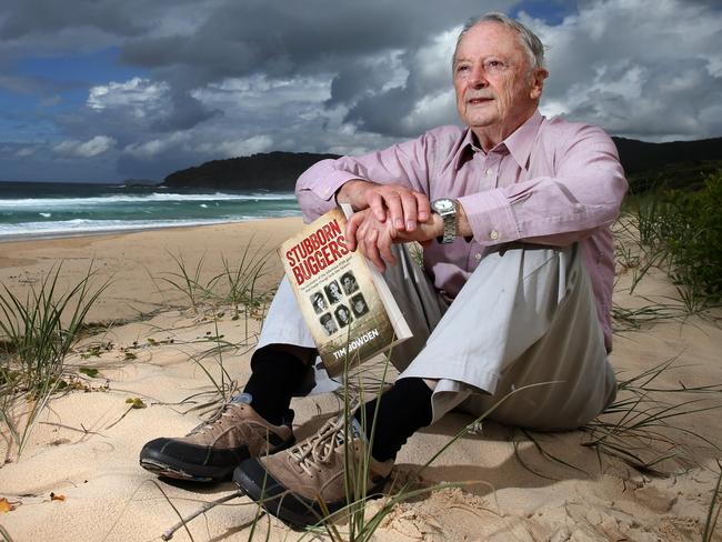 Tim Bowden with his book Stubborn Buggers. Picture by DEAN OSLAND