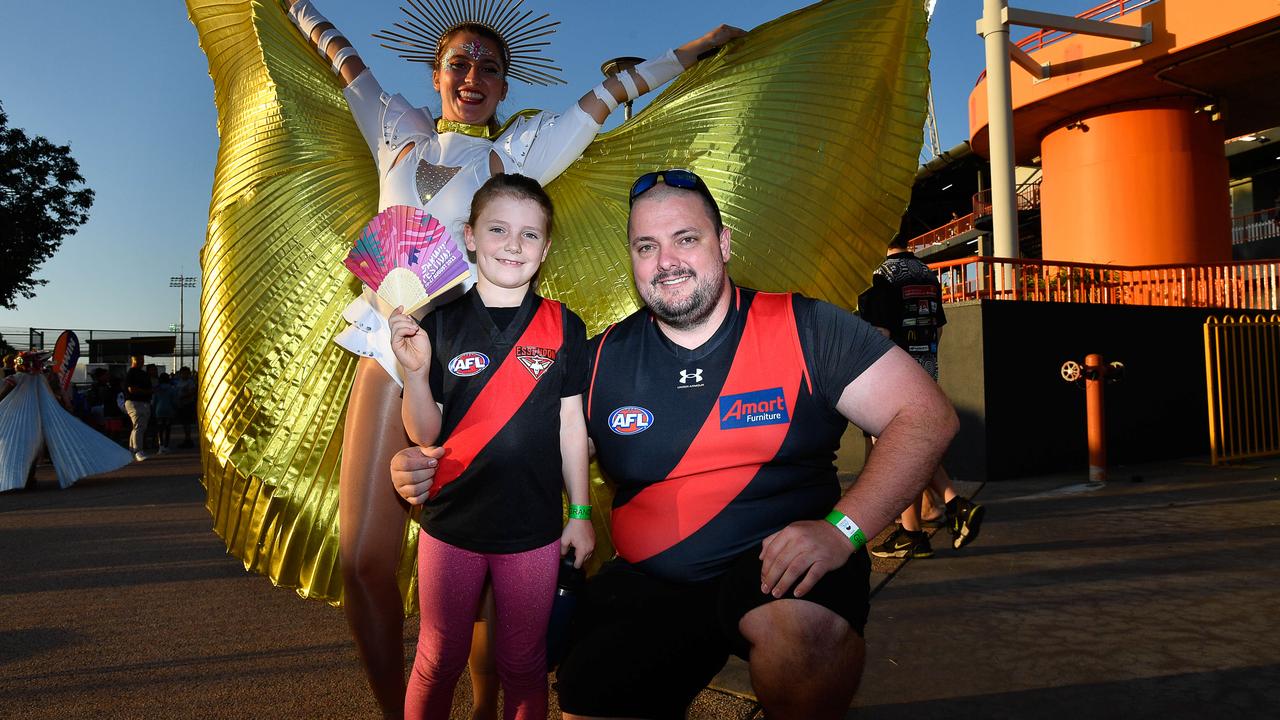 Amelia wright, Micheal wright and Fairy Jill at the Gold Coast Suns match vs Western Bulldogs at TIO Stadium. Pic: Pema Tamang Pakhrin