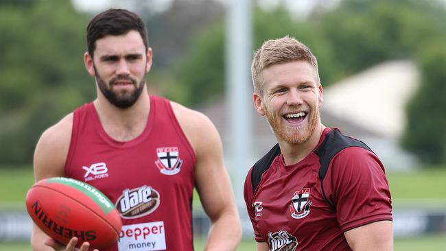 Paddy McCartin (left) remains on the sidelines with Hannebery. Picture: Ian Currie