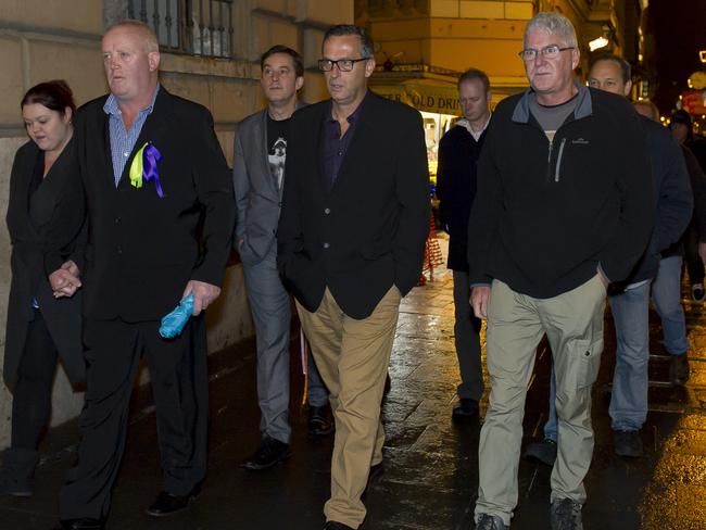 Abuse survivors in Rome for day two of The Royal Commission via video link. Picture: David Mirzoeff/ i-images