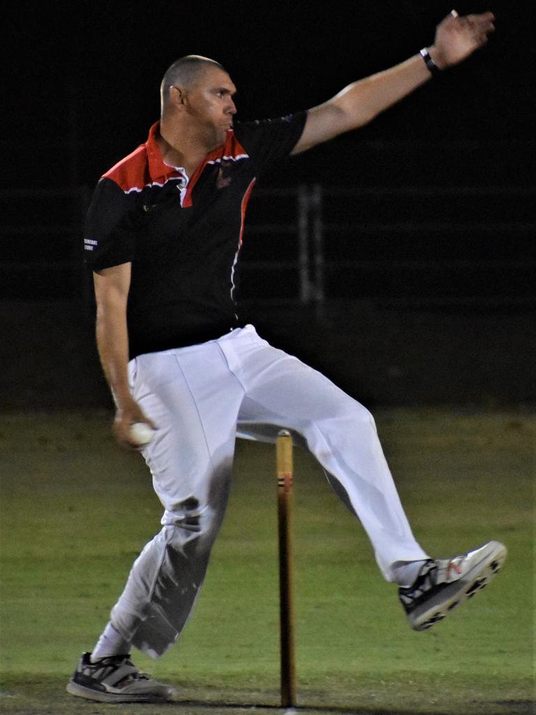 Ben Shaw bowling for Lawrence in the 2020/21 CRCA Cleavers Mechanical Twenty20 Night Cricket round 8 clash against TLE Tucabia Copmanhurst at McKittrick Park on Wednesday, 9th December, 2020. Photo Bill North / The Daily Examiner