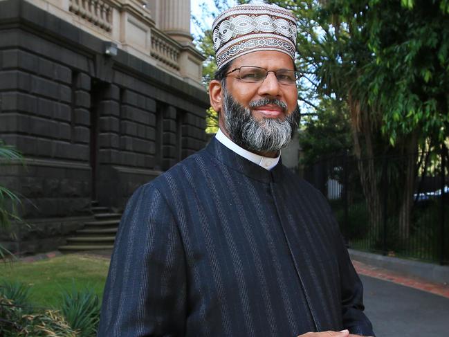 19/03/19 Imam Mohammad Ramzan from Geelong mosque outside the Victorian parliament after hearing condolences from MPs over the Christchurch terror attack. Islamic leaders from all over Victoria, including the Imam from the mosque in Geelong which received death threats are converging on state parliament for condolence motions this afternoon. Aaron Francis/The Australian