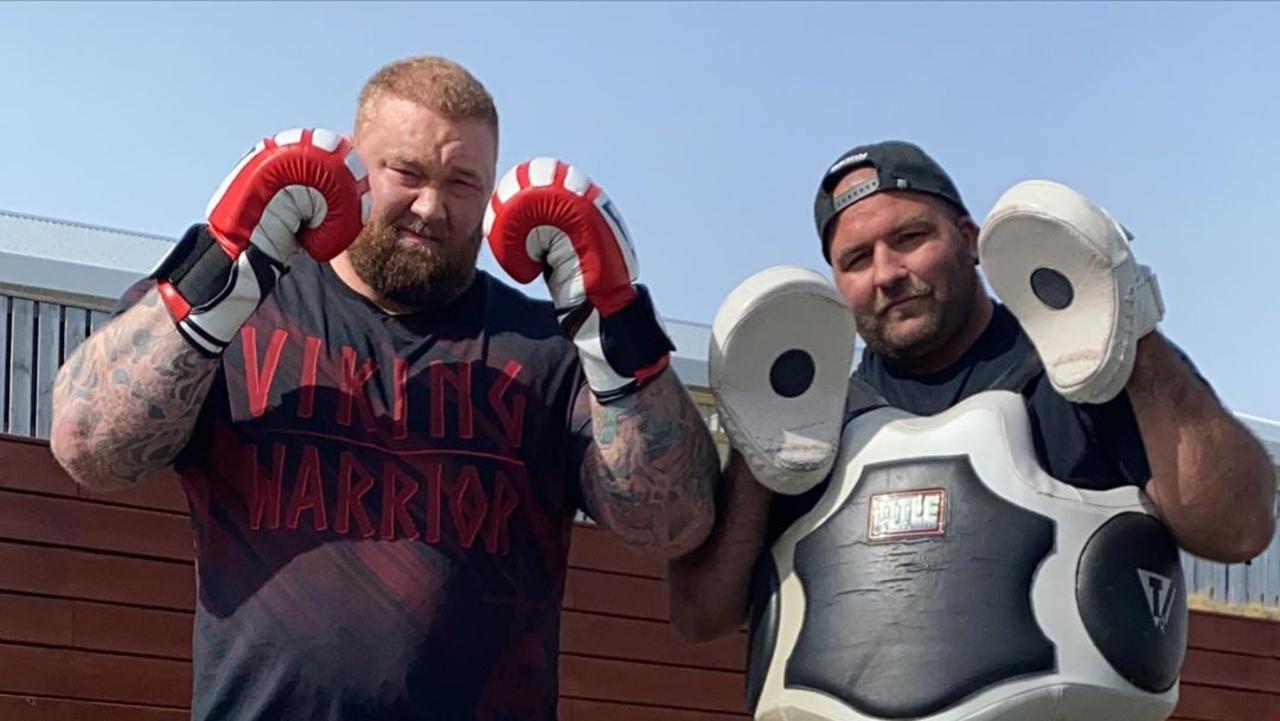 Hafthor Bjornsson with trainer Skuli Armannson.