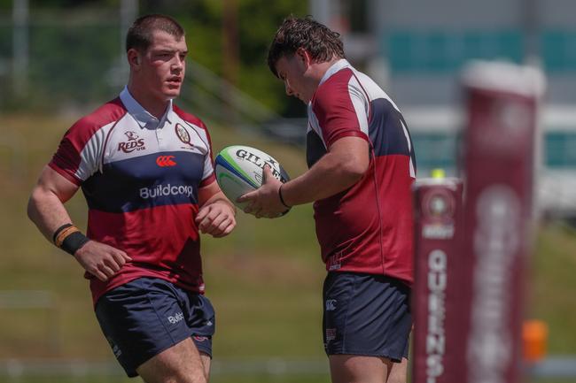 Levi Slater (left) and Charlie Hollyman (right) were two of the best props in GPS First XV rugby last year for Nudgee College and Gregory Terrace respectively