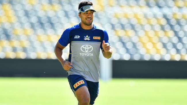 NRL; North Queensland Cowboys training at Queensland Country Bank Stadium. Connelly Lemuelu. Picture: Alix Sweeney