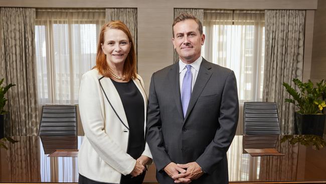 James Hardie Industries incoming chair Anne Lloyd and new chief executive Aaron Erter.