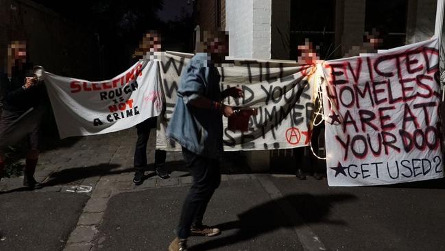 Protests were held outside Robert Doyle’s home at 11pm on Saturday. Picture: Supplied