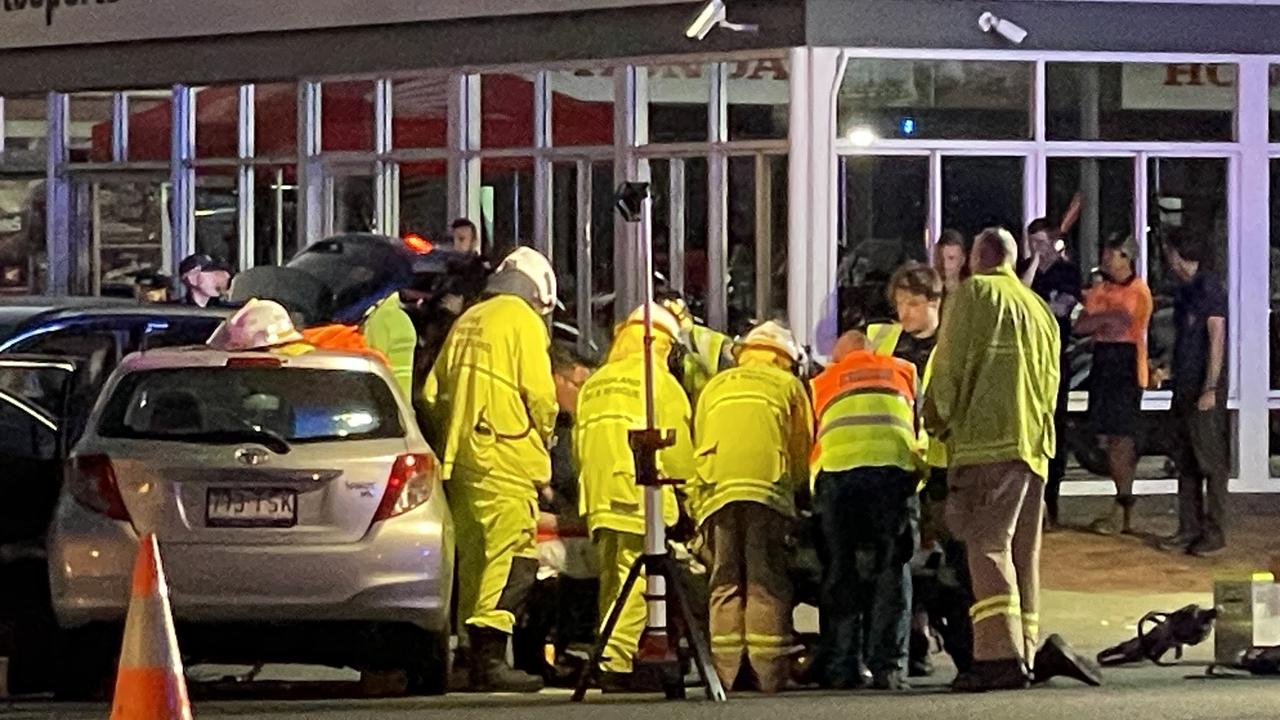 Emergency services work to free motorist after a two-vehicle crash in Rosslea on Friday evening. Photo: Leighton Smith.