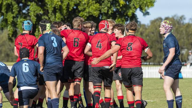 Terrace celebrate try in the GPS 1st XV Rugby game between Brisbane Grammar and Gregory Terrace at Northgate, Saturday, July 30, 2022 - Picture: Richard Walker