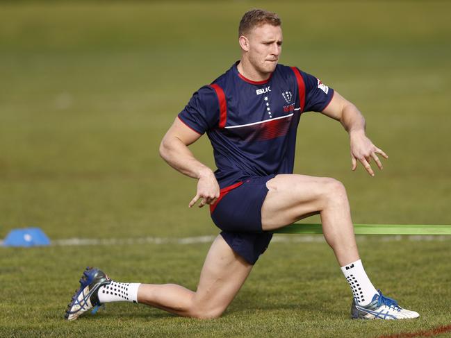 Reece Hodge is seen during a Rebels training session, Melbourne, Tuesday, July 3, 2018.  (AAP Image/Daniel Pockett) NO ARCHIVING